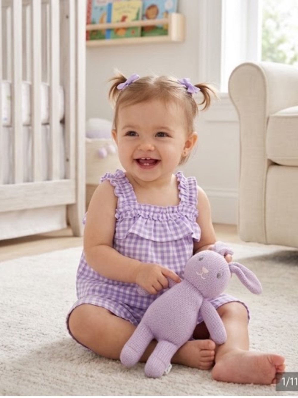 Janie and Jack Lavender Gingham Ruffle Tank & Shorts Set